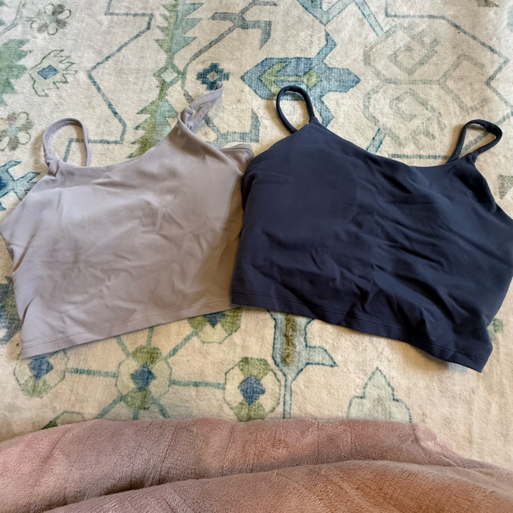 Active tank Tops in Taupe and Black - Pair of Cropped Tanks